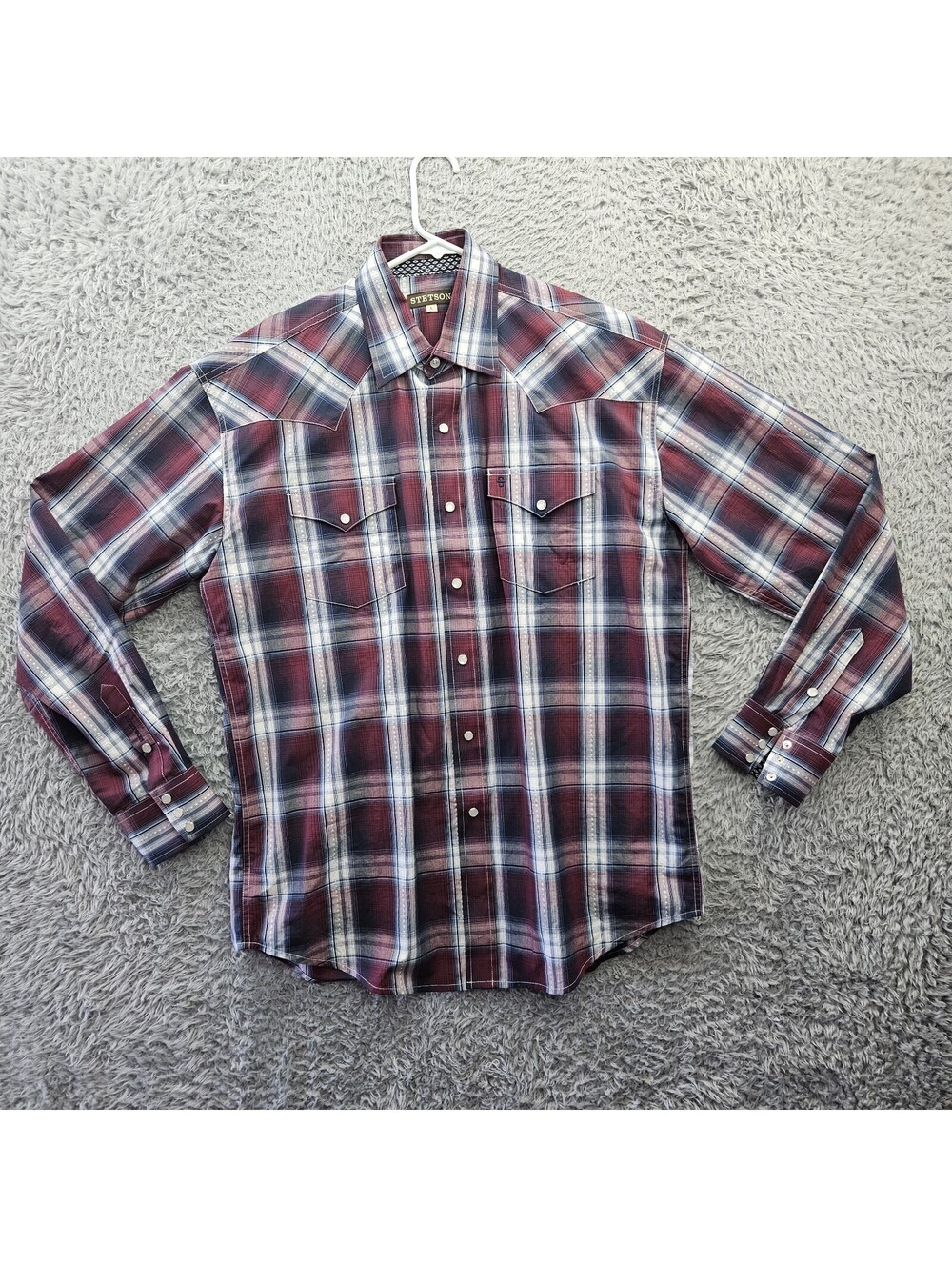 Stetson Forever Plaid Western Cowboy Shirt Pearl Snap Large Barely Worn